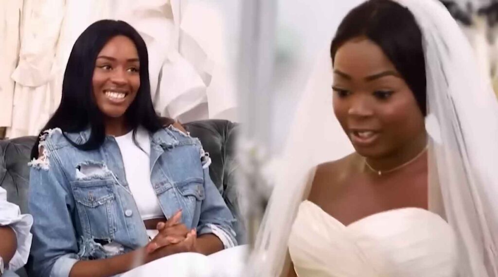 Sister changing her mind after seeing the bride wearing a long bridal veil